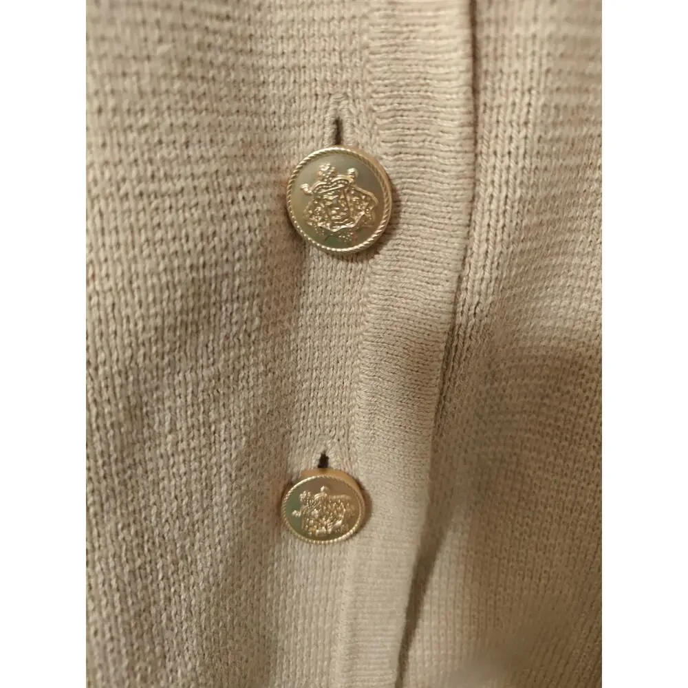 J. Crew Tan Cotton Long V-Neck XL Sweater Blazer Gold Buttons Oversize NWT Luxe